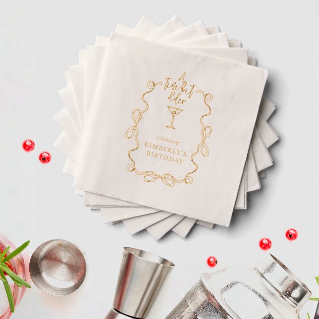 A Tiny Bit Older Hand Drawn Martini Birthday Party Foil Napkins (Creator Uploaded)