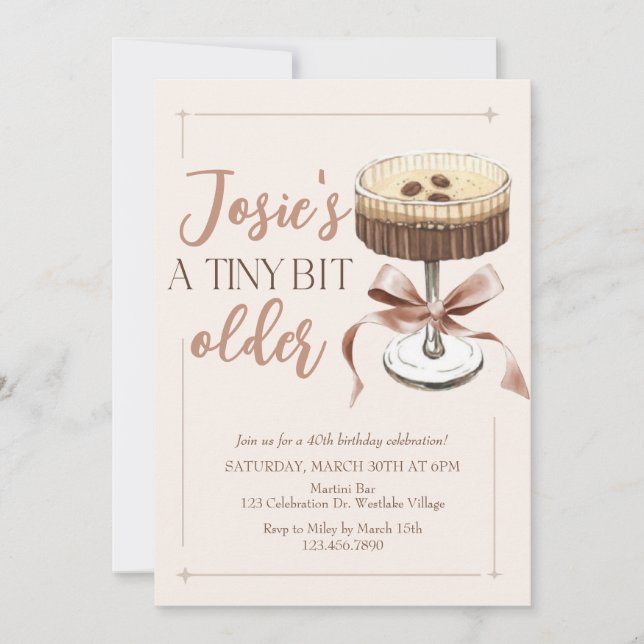 A Tiny Bit Older, Martini, Espresso Birthday Invitation (Front)