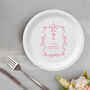 A Tiny Bit Older Pink Wavy Border Birthday Party  Paper Plates
