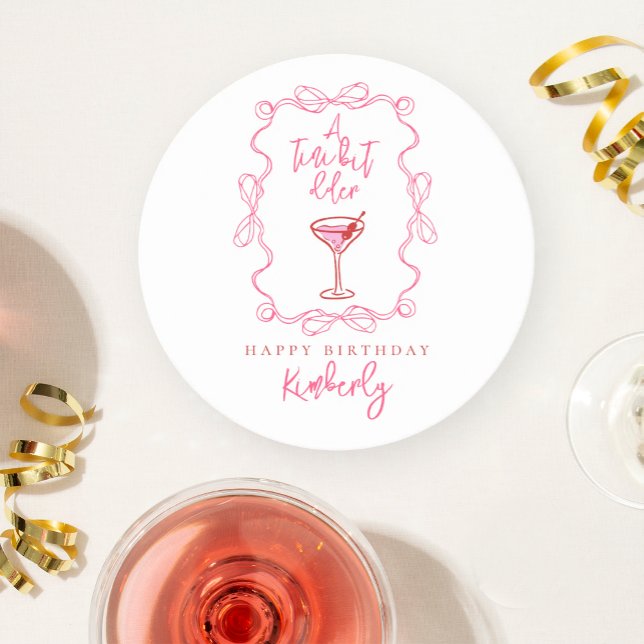 A Tiny Bit Older Scribbles Martini Birthday Party Round Paper Coaster (Creator Uploaded)