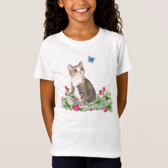 A tiny kitten in a strawberry field T Shirt (Front)
