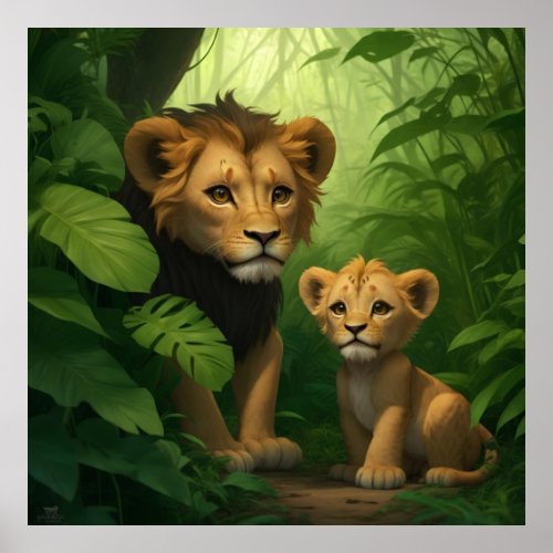 a tiny lion with a big heart in the green jungle poster