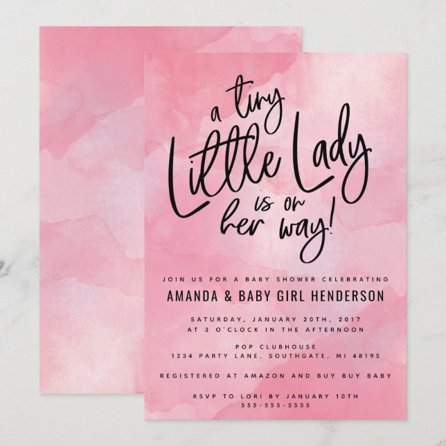 A Tiny Little Lady Baby Shower Invitation (Front/Back)