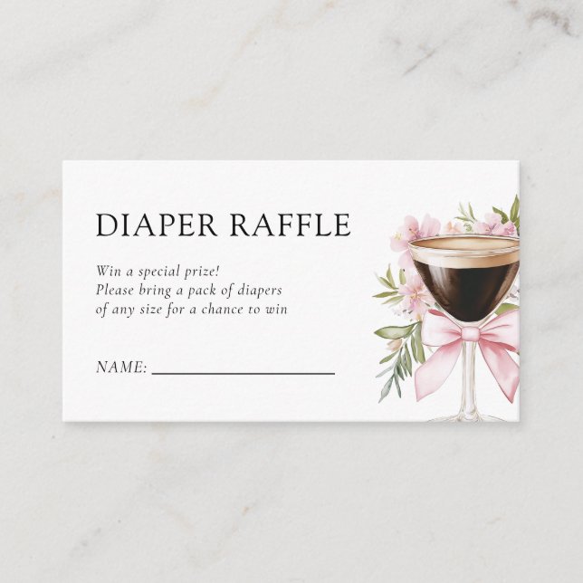 A Tiny One Espresso Baby Shower Diaper Raffle Enclosure Card (Front)