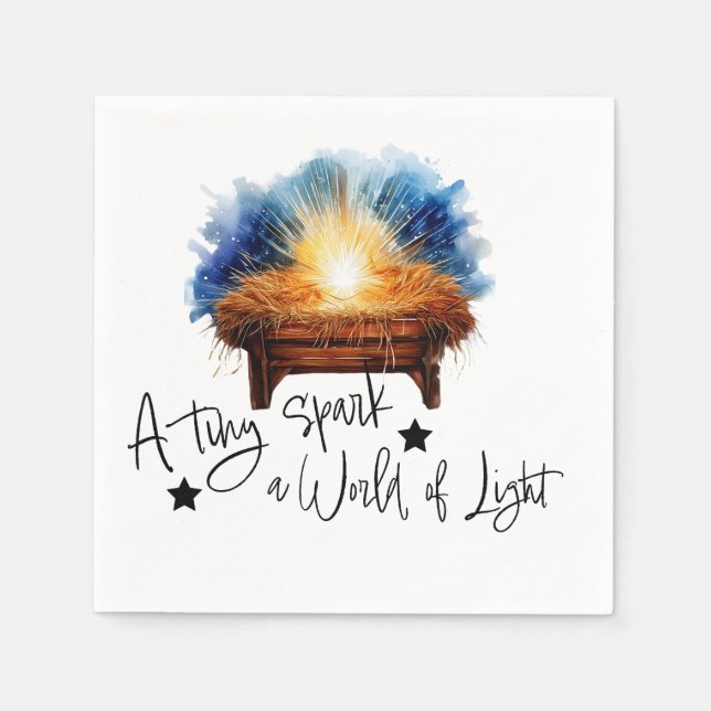 A tiny spark a world of Light manger christmas Napkins (Front)