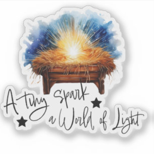 A tiny spark a world of Light manger christmas Sticker