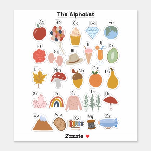 A to Z Alphabet with Pictures Kids Sticker