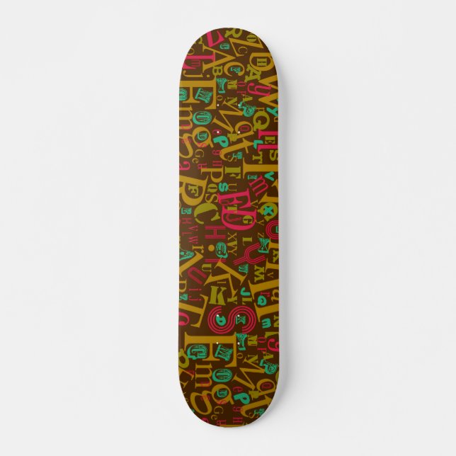 A to Z Epic Letters Alphabet Unique Words Style  Skateboard (Front)