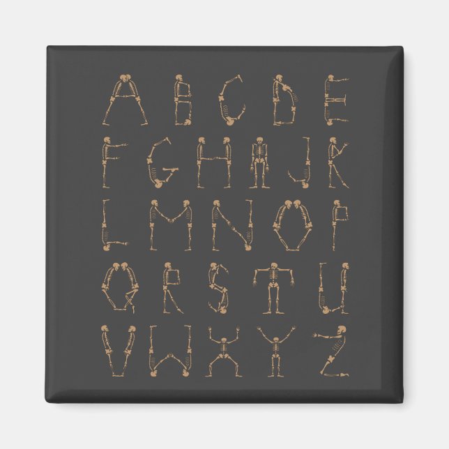 A to Z Halloween Skeletons Alphabet Capital Letter Magnet (Front)