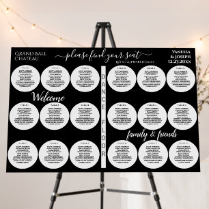 A to Z Wedding Seating Chart Black Red 18 Tables Foam Board