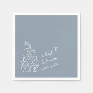 A Toast to Forever Dusty Blue Wedding Napkin