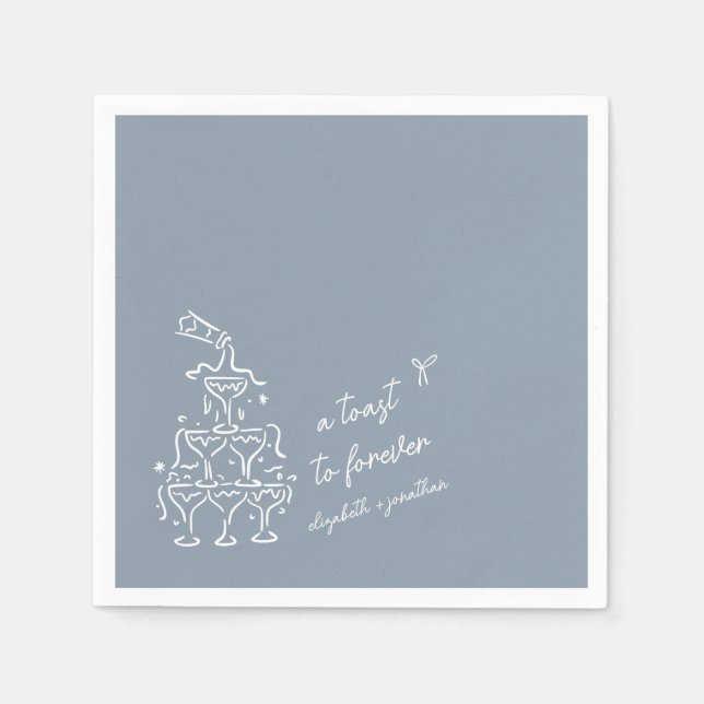 A Toast to Forever Dusty Blue Wedding Napkin (Front)