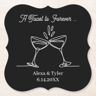A Toast to Forever Personalized Wedding Paper Coaster