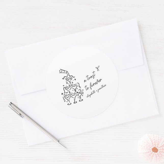 A Toast to Forever Wedding Classic Round Sticker (Envelope)