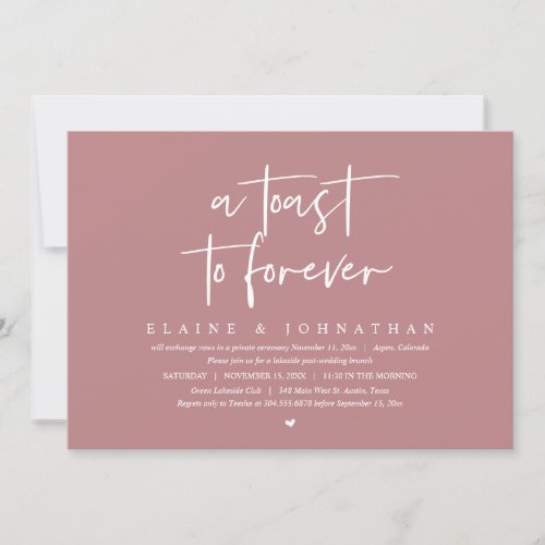 A Toast To Forever Wedding Elopement Brunch Party Invitation