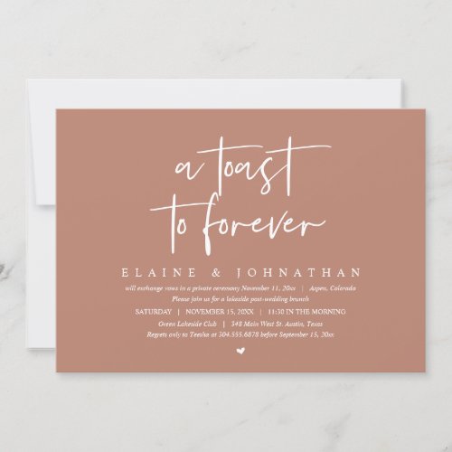 A Toast To Forever Wedding Elopement Brunch Party Invitation