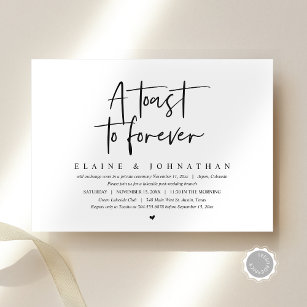 A Toast To Forever, Wedding Elopement Brunch Party Invitation