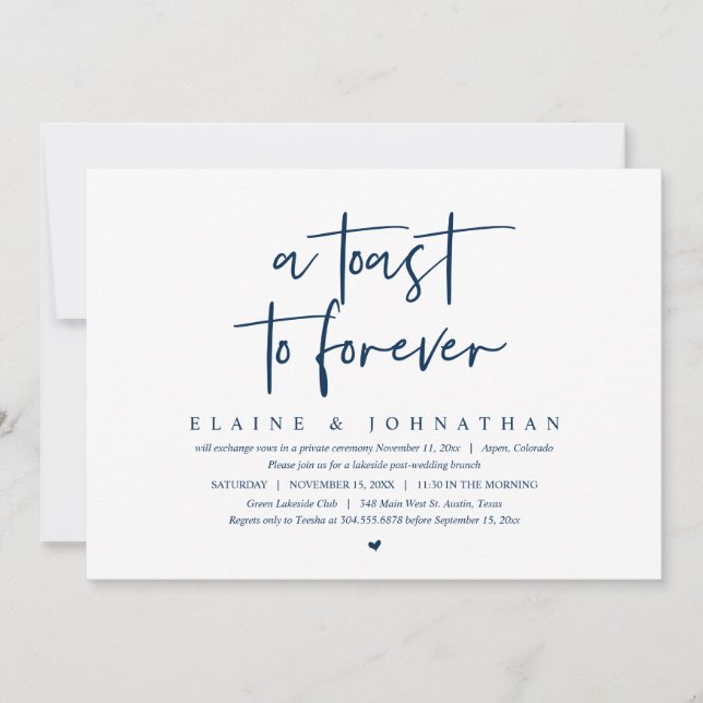 A Toast To Forever, Wedding Elopement Brunch Party Invitation (Front)