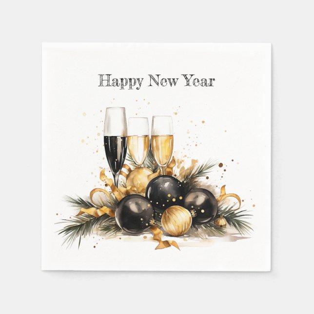 🍾🌟 "A Toast to New Beginnings" New Year's Napkin (Front)