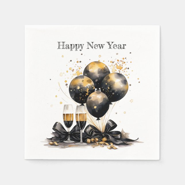 🍾🌟 "A Toast to New Beginnings" New Year's Napkin (Front)