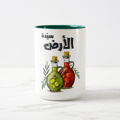 A Toast to Palestine Olive Oil ØÙŠØªÙˆÙ ÙÙØØÙŠÙ Two_Tone Coffee Mug