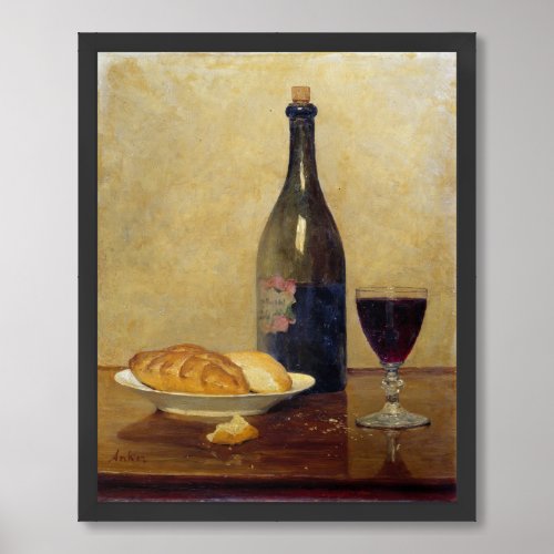 A Toast to Simplicity Bread  Wine Still Life  Framed Art