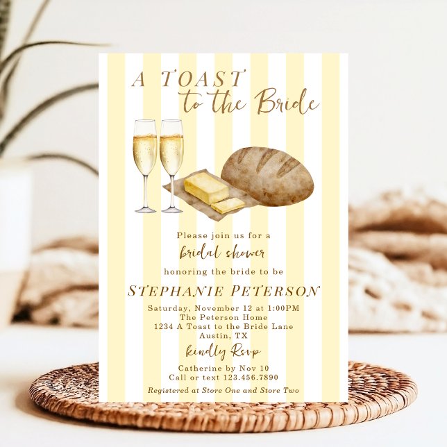 A Toast To The Bride Bread & Butter Bridal Shower Invitation (Creator Uploaded)