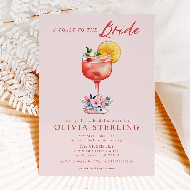 A Toast To The Bride Pink Bridal Shower Invitation (Creator Uploaded)