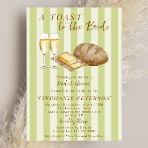 A Toast To The Bride Sage Butter Bridal Shower Invitation