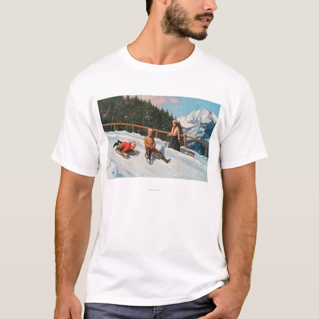 A Toboggan Sledding Scene T-Shirt (Front)
