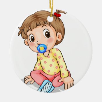 A Toddler With A Pacifier Ceramic Ornament by GraphicsRF at Zazzle