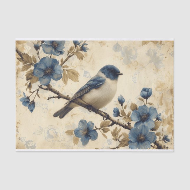 A Toile de Jouy Bluebird Tissue Paper (Front)