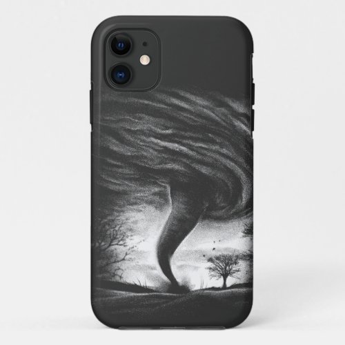 a tornado on a road in realistic style iPhone 11 case