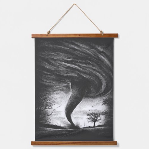 a tornado on a road in realistic style hanging tapestry