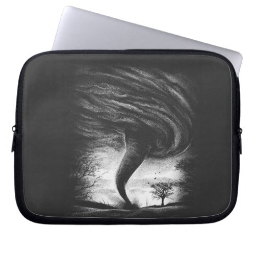 a tornado on a road in realistic style laptop sleeve