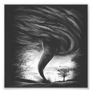 a tornado on a road in realistic style photo print