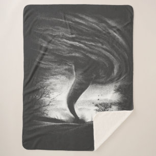 a tornado on a road in realistic style sherpa blanket