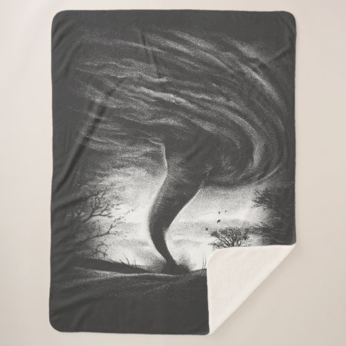 a tornado on a road in realistic style sherpa blanket