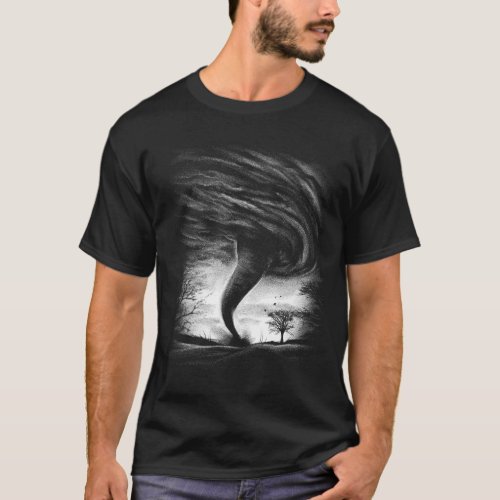 a tornado on a road in realistic style T_Shirt