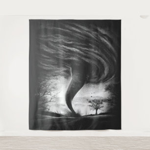 a tornado on a road in realistic style tapestry