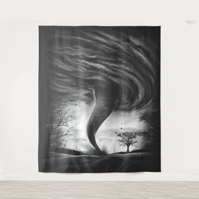 a tornado on a road in realistic style tapestry (Front)