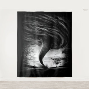 a tornado on a street in a realistic style tapestry