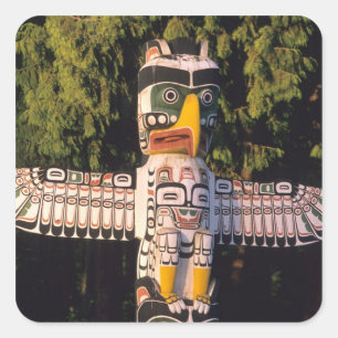A totem pole In Vancouver, Canada. Square Sticker