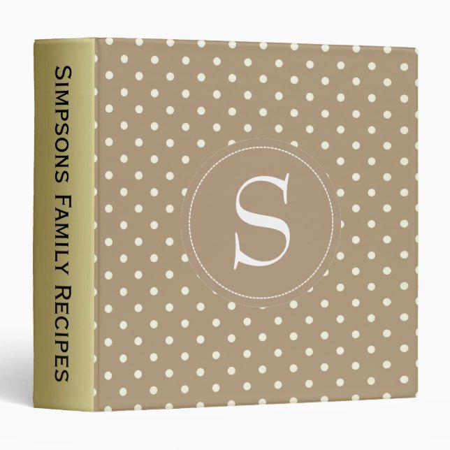 A Touch of Classic Style: Brown Polka Dot Monogram Binder (Front/Spine)