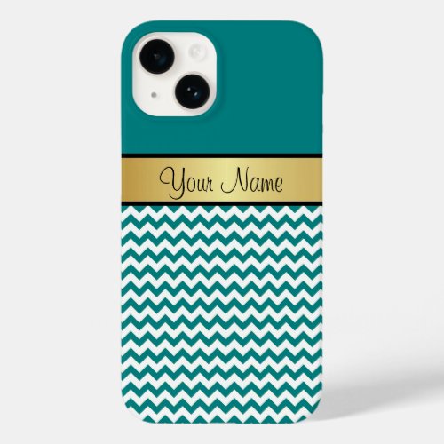 A Touch Of Elegance In Green Teal White ZigZag Case_Mate iPhone 14 Case