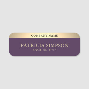 A Touch Of Elegance: Violet Purple And Luxury Gold Name Tag