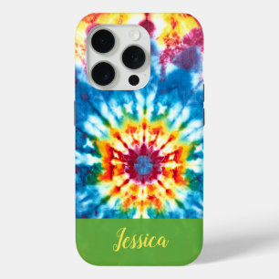 A TOUCH OF EMERALD COLOR MODERN TIE-DYE iPhone 15 PRO CASE