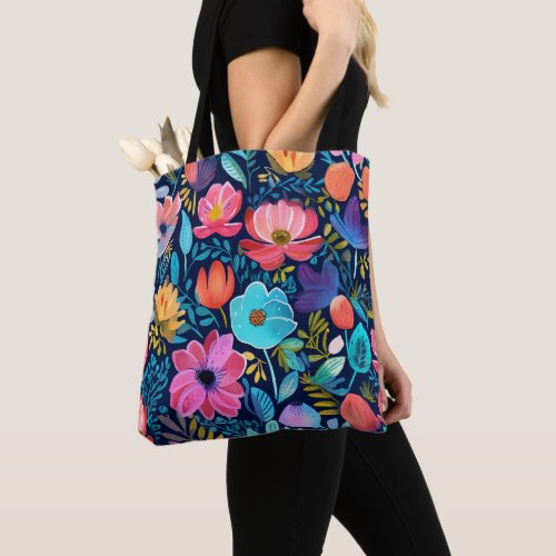 A Touch of Fun  Whimsy  Colorful Floral  Tote Bag