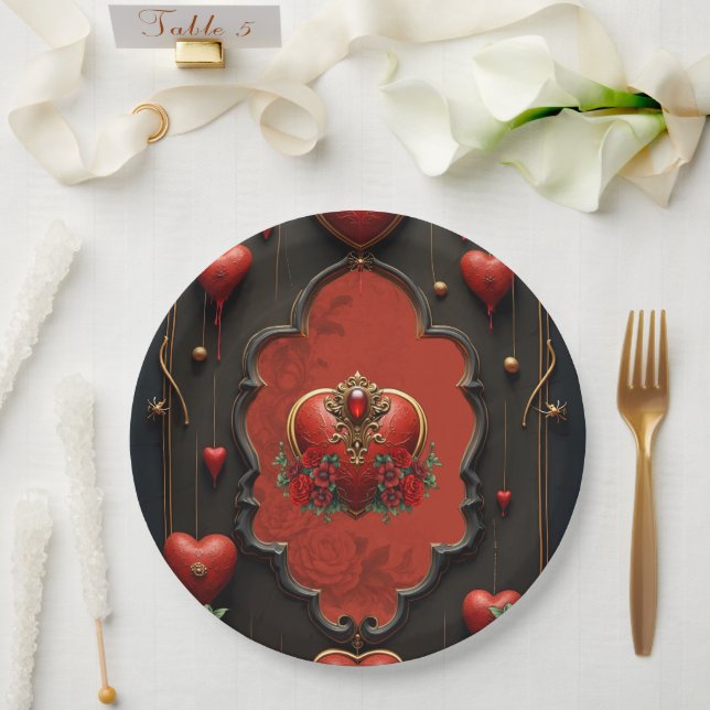 A touch of gothic, hearts and eternal connection.  paper plates (Wedding)