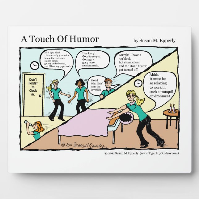 "A Touch of Humor" Behind the Scenes Massage Comic Plaque (Front)